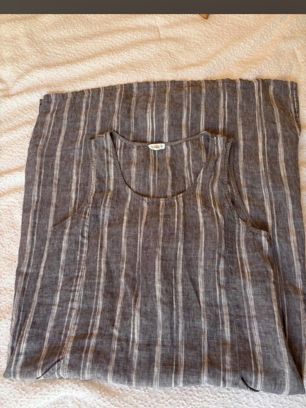 Garnet Hill Brown Striped Linen dress